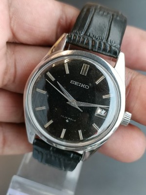 VINTAGE SEIKO 17J WINDING PATINA BLACK DIAL 6602-8050 JAPAN MEN'S