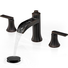 Waterfall Bathroom Faucets 3 Hole, 8 Inch Brass Oil Rubbed Bronze Bathroom Fa...