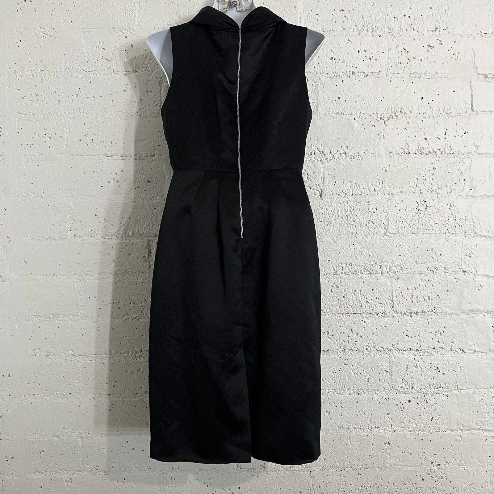 Abito donna Michael Kors 10 nero senza maniche lucido zip dietro LBD cocktail AS10