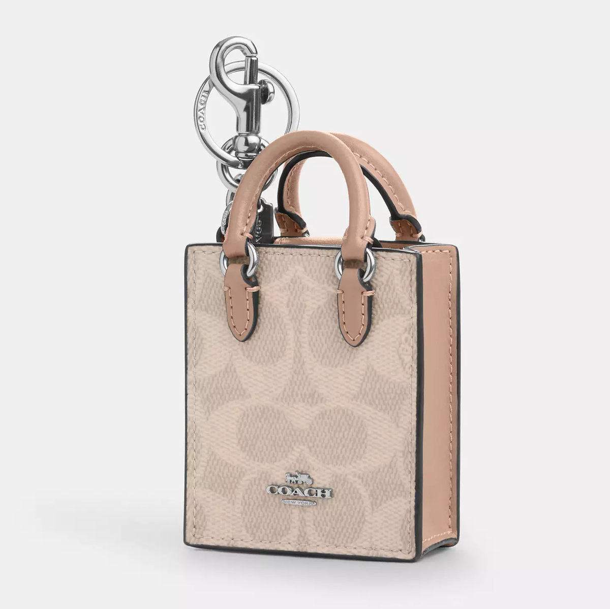 NWT Coach North/South Mini Tote Bag Charm In Signature Canvas