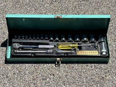 Vintage Challenger Socket Set No. 2095 In Metal Case 24pc Complete