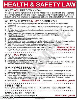 Health & Safety notice for garage or workshop A4 Size Personalised