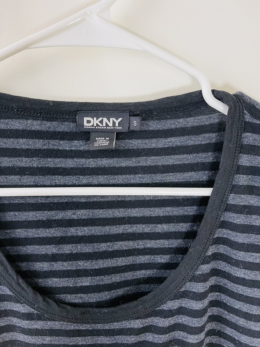 DKNY Women Top Blouse Gray Striped Stylish Size S RN#68596 CA  