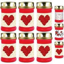 Grabkerze - 6er Pack - 48h Grablicht Grableuchte Grab Kerze Grablampe Rose Rot