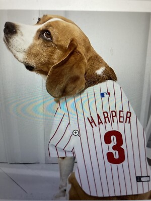 Pets First MLB PHILADELPHIA PHILLIES Dog Jersey White/RED BRYCE HARPER #3 L  NWT