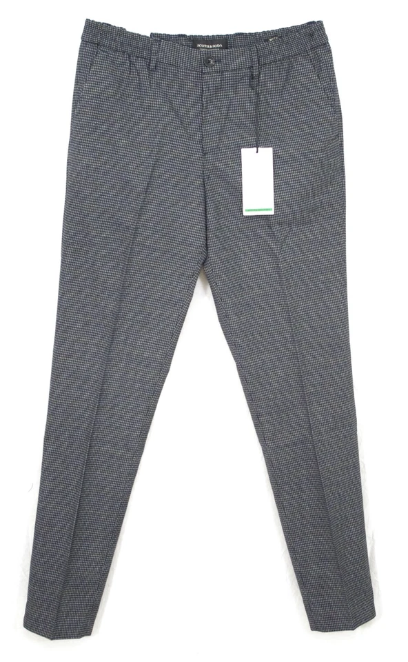 SCOTCH & SODA Pantalon Chino MOTT homme Classic carreaux gris foncé Slim Fit - Photo 1/4
