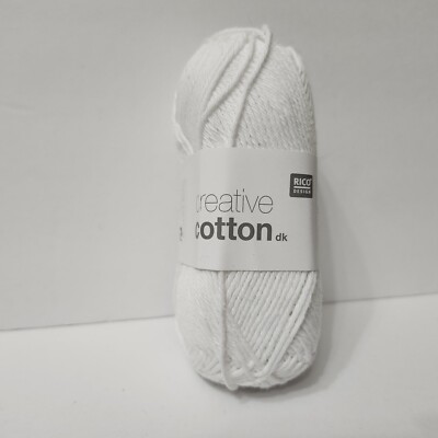 Rico Creative Cotton Yarn 100% Cotton Color 01 White 1.75 Oz 50 Grams