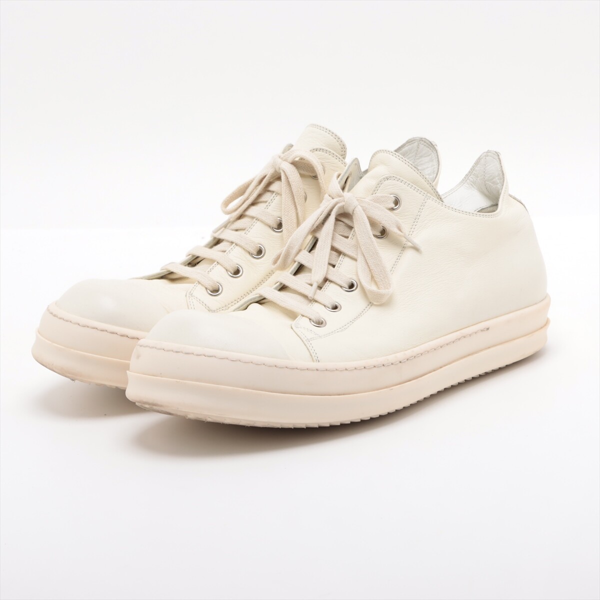 Rick Owens Leather Sneakers 43 Men's White RAMONES LOW | eBay