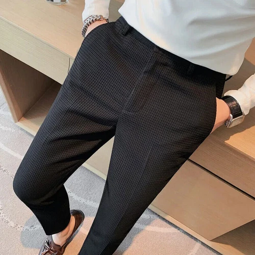 Business Casual Suit Pants For Men Clothing Fit Formal Wear Trousers 36 - Imagen 25 de 30