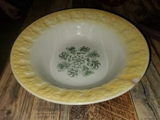 9 1/2" serving bowl Yellow with green flowers