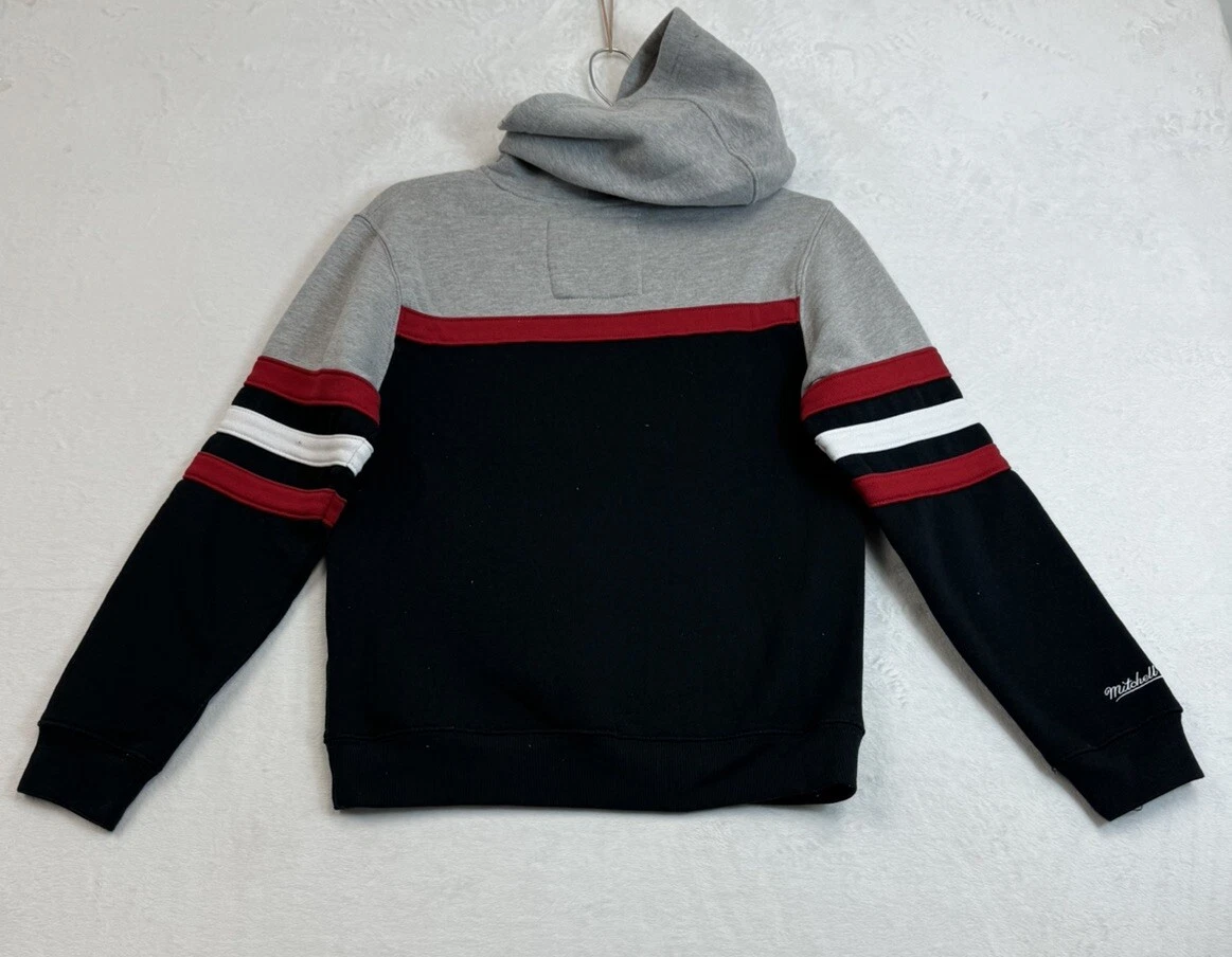 COACH Felpa con cappuccio pullover allenatore Mitchell & Ness rosso grigio Detroit Red Wings bambino M