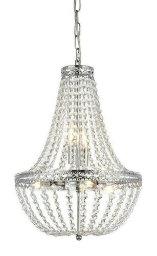 Chrome Crystal Pendant 5 Light Kitchen Foyer Dining Room Chandelier Fixture 14" - Picture 5 of 9