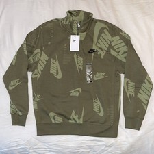 Nike Sportswear Club Fleece Quarter 1/4 Zip Pullover Olive - Men  s Medium