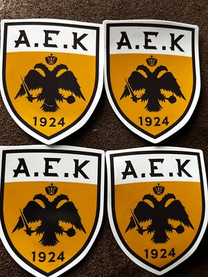 4x AEK Athens Greek   Football Club Team  STICKERS 6cm x 4.5cm