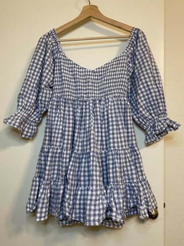Mable Gingham Ruffle Mini Flirty Dress Size Small | eBay