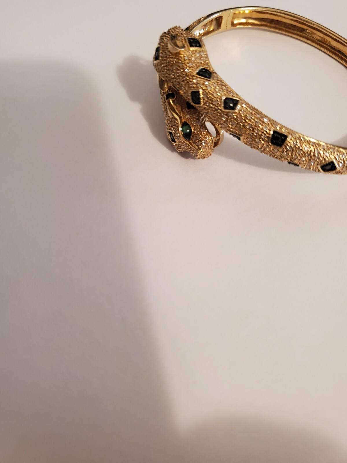 14kt Double Leopard Head Bangle with Diamonds 💎 - image 4
