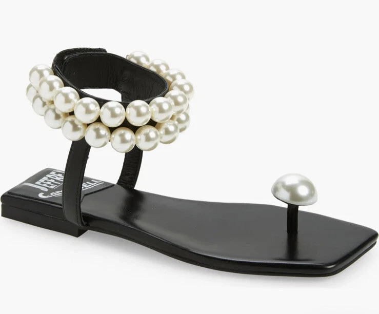 Pearl embellished flat sandals discount