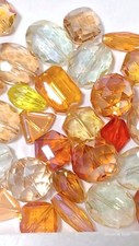 Glass Beads Lot Austrian Czech Style Crystal Faceted 30 pcs Bead LARGE Orange