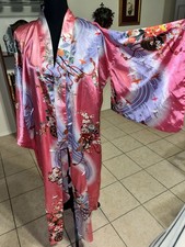 Vintage Not Worn Juguemm Japanese Japan Red Kimono Robe 50" Waist Tie Cotton