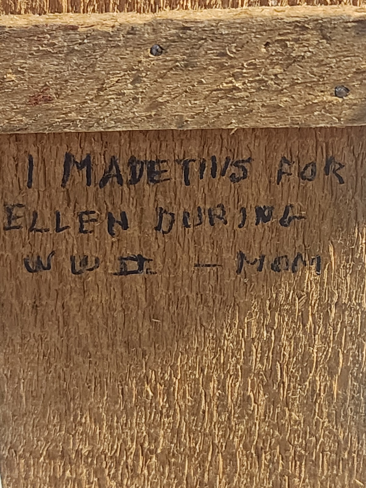 Vintage Handcrafted Wooden Pull Toy, World War 2 Signed Mom Made, Antique Rare