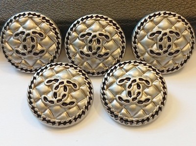 Ersatzknopfe silber coco chanel gebraucht gestempelt 5 stück set 22 mm