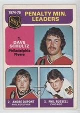 1975-76 O-Pee-Chee Dave Schultz Andre Dupont Phil Russell #211 0a1