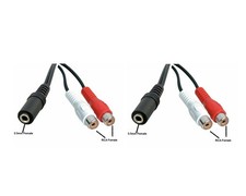 2X 15CM 2 RCA female to 3.5mm Female Headphone Audio Stereo Jack Y Splitter C...