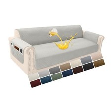 Velvet 100 Waterproof Couch Cover for Dogs Washable Sofa Large Light Grey