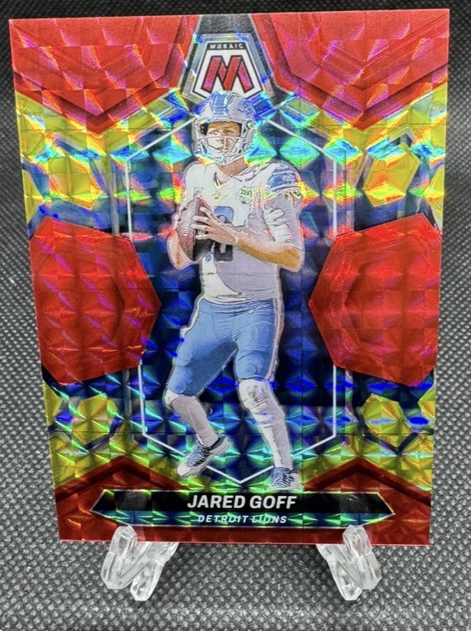 2024 Panini Mosaic - Jared Goff #71 Choice Fusion Red & Yellow Mosaic Prizm /80