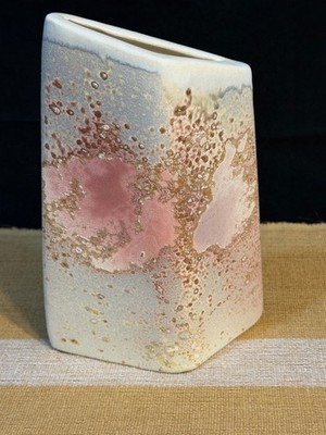 MCM Tony Evans signed Abstract, modern raku pottery numbered Ancient Sands Vase