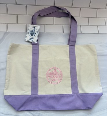 Trader Joe's LARGE Lavender Canvas Totes Bag NWT! | eBay