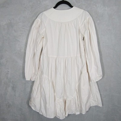 Ulla Johnson Dress Leiko Womens 0 White Cotton Ruffle Tiered Mini Dress