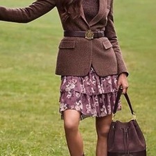 Ralph Lauren Skirt NWT Floral Tiered Ruffle Hem Lined Women Skirt 8