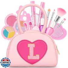 Kids Washable Play Makeup Kit for Little Girls - 18 Pcs Toddler N