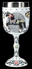 Verniciato Pony Calice – Nero Beauty Con Farfalle - Cavallo Animale Vetro Deco