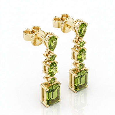 Natural Certified Myanmar Green Peridot Women Wedding Dangle Earring 925 Silver