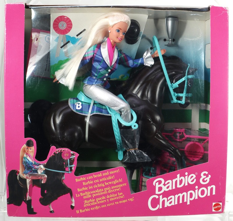 Barbie & Champion Horse Foreign Set - 13181 New NRFB 1994 Made in Italy Mattel