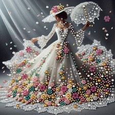 Elegant Lady Special Shape Diamond Art Kits for Adult Beginners, 5D DIY Women Dr