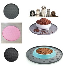 Silicone Pet Feeding Food Mat Waterproof Non-slip Cat Dog Bowl Placemat Round