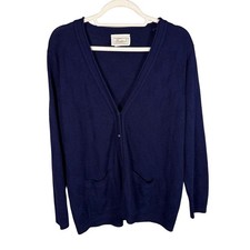 Vintage Tradition Navy Women's Cardigan Size L Classic Knit Minimalist Cozy