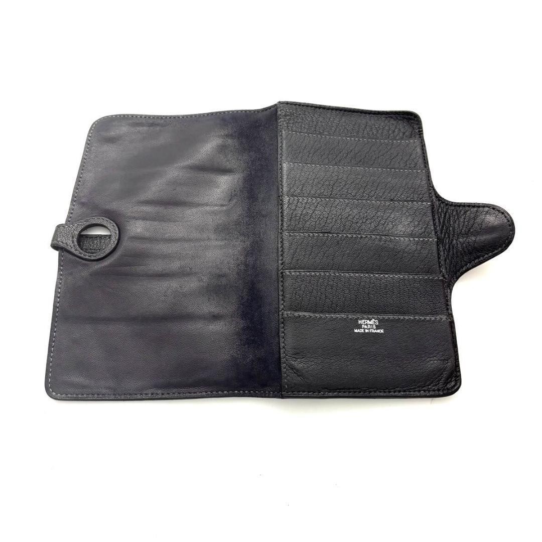 Hermes Dogon Wallet Black 9.5x17.5cm Card Slot Leather Elegant Accessory thumbnail 3