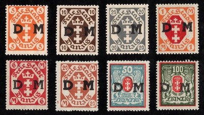 1921 - 1922 Germany Danzig official overprint Michel 1 - 35 Scott 01 - 035 MNG