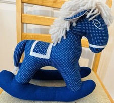 #Handmade Blue Polka Dot Plush Rocking Horse - Aarong Artisan Decor