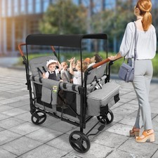 4 Seater Stroller Wagon Premium Quad Stroller Wagon for 4 Kids with Convertible