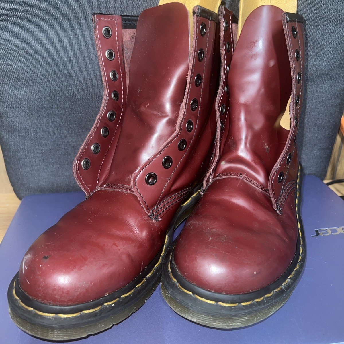Dr. Martens Cherry Red Leather 8-Eye Lace-Up Boots A classic that never stands still. The 1460 Smooth Cherry  main image 2