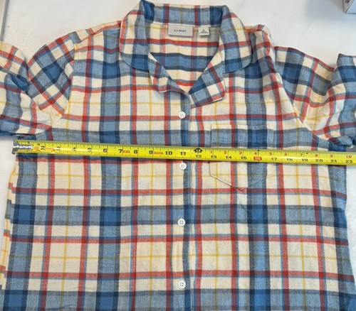 LL Bean Women's Scotch Plaid Flannel Pajama Set Freeport Cream Size Large - Picture 7 of 9