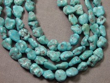 Arizona KINGMAN TURQUOISE 6-9mm Nugget BEADS 18" Strand 95cts 