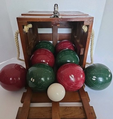 Vintage SportCraft Heritage Bocce Ball Set in Wooden Box