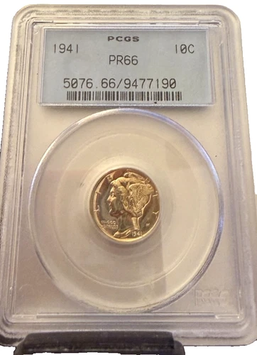 1941 PR66 Proof Mercury Silver Dime- PCGS