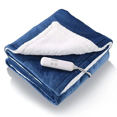 Electric Blanket 50u0026#034; x 60u0026#034; Heated Throw Flannel u0026amp; Sherpa Fast Heating  Blanket | eBay